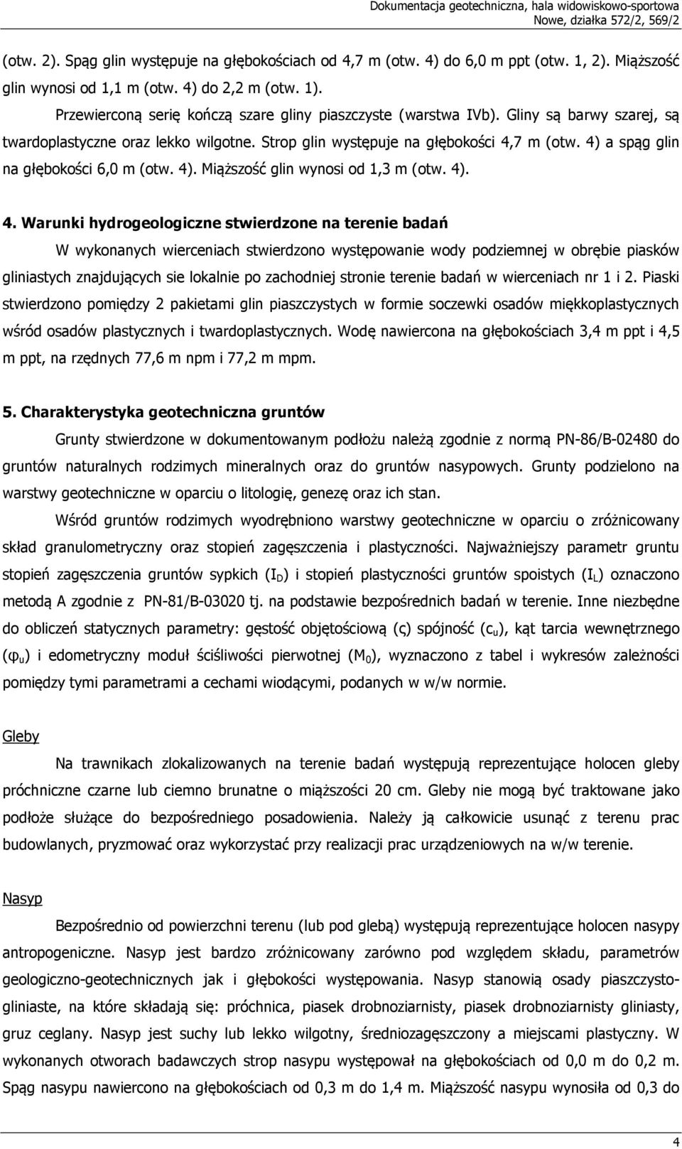 Strop glin występuje na głębokości 4,