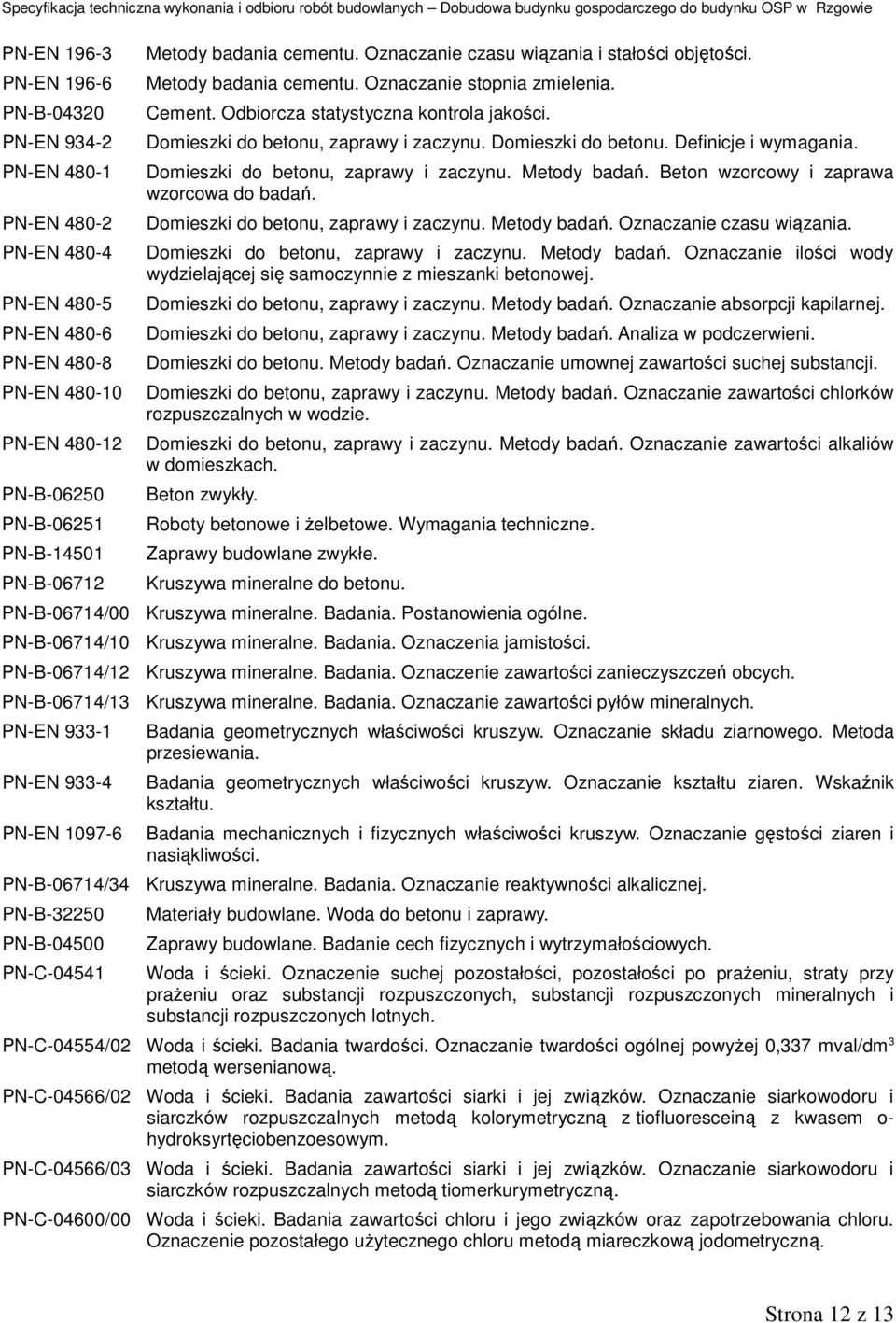 Oznaczanie czasu wiązania i stałości objętości. Metody badania cementu. Oznaczanie stopnia zmielenia. Cement. Odbiorcza statystyczna kontrola jakości. Domieszki do betonu, zaprawy i zaczynu.