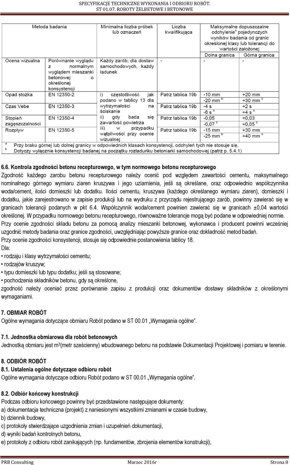 Ilości cementu, kruszywa (kaŝdego określanego wymiaru ziaren), domieszki i dodatku, jakie zarejestrowano w zapisie produkcji lub na wydruku z przyrządu rejestrującego zarób, powinny zawierać się w