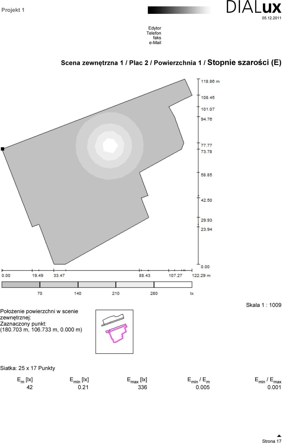 000 m) Skala 1 : 1009 Siatka: 25 x 17 Punkty E m