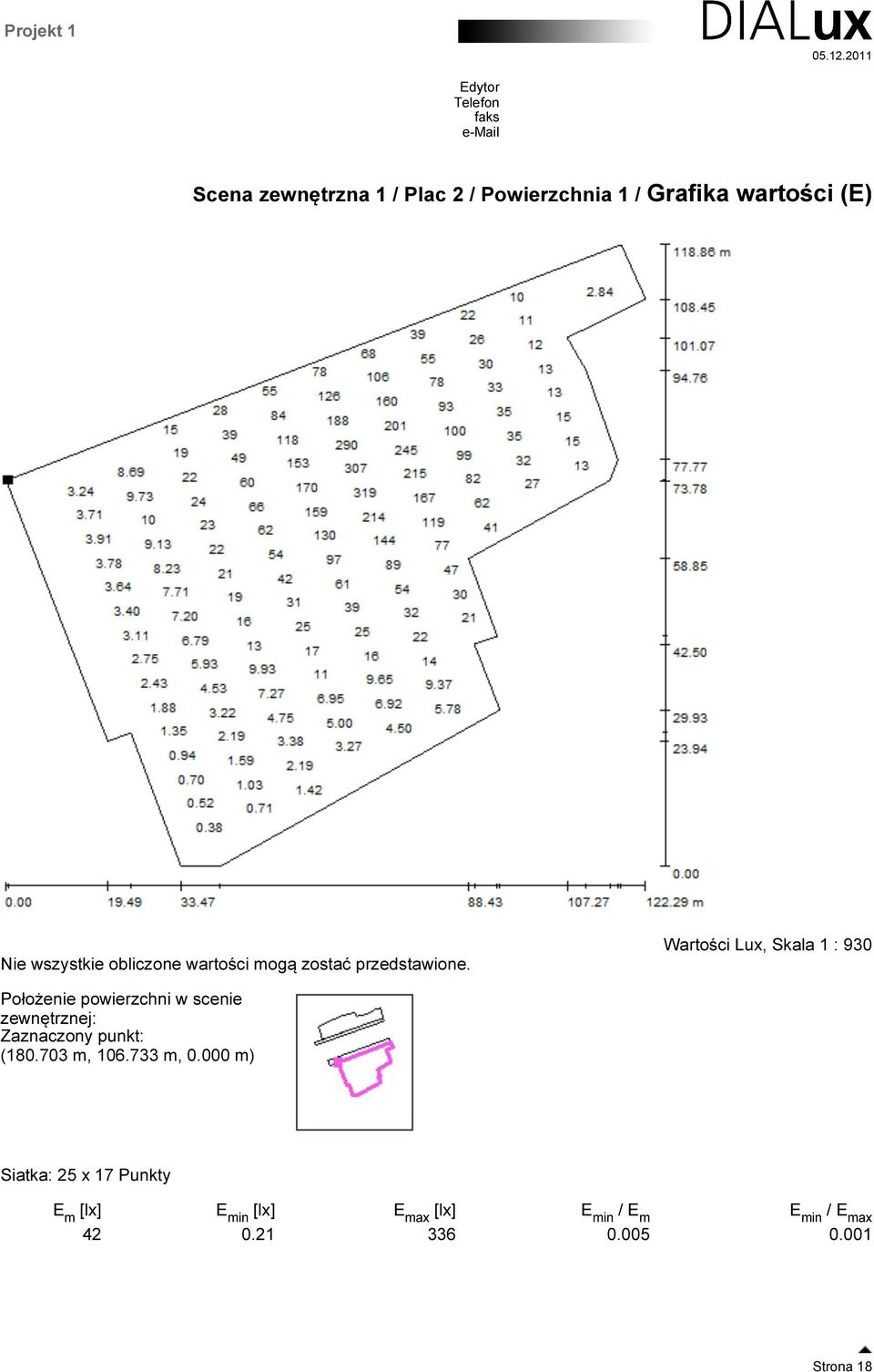 Wartości Lux, Skala 1 : 930 (180.703 m, 106.733 m, 0.