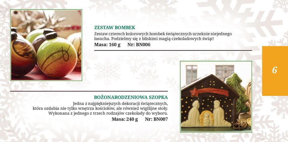 Masa: 160 g Nr: BN006 6 BOŻONARODZENIOWA SZOPKA Jedna z najpiękniejszych dekoracji świątecznych,