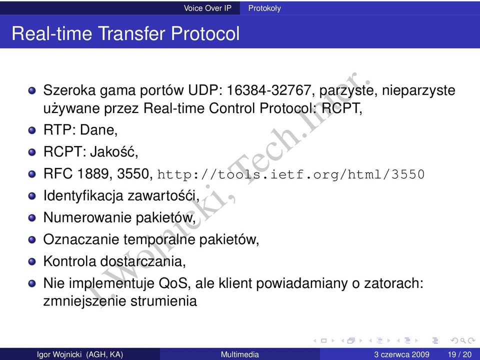 Jakość, RFC 1889, 3550, http://tools.ietf.