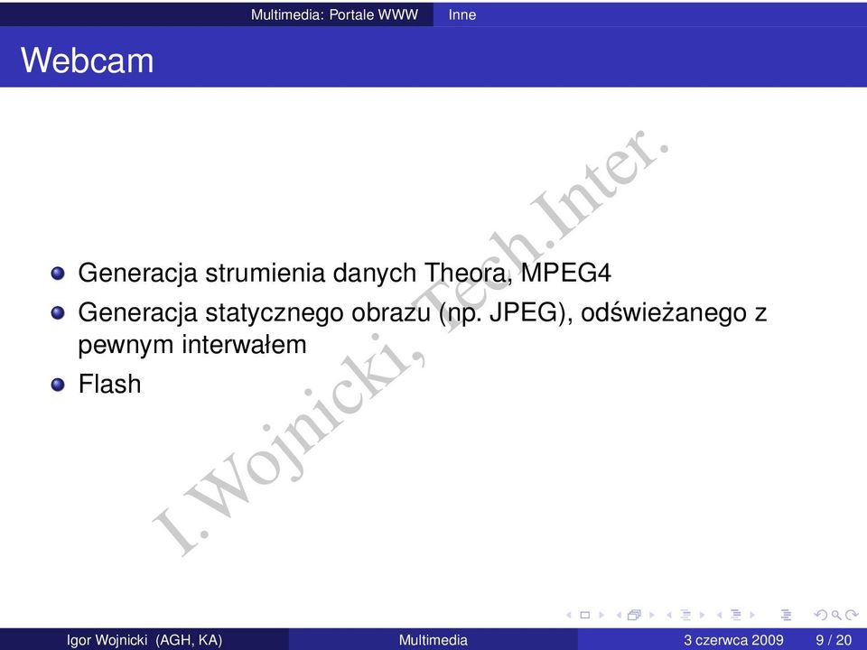 strumienia danych Theora, MPEG4 Generacja statycznego