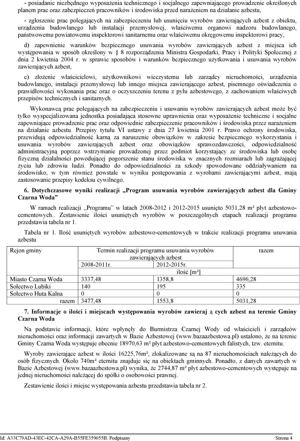 państwowemu powiatowemu inspektorowi sanitarnemu oraz właściwemu okręgowemu inspektorowi pracy, d) zapewnienie warunków bezpiecznego usuwania wyrobów zawierających azbest z miejsca ich występowania w