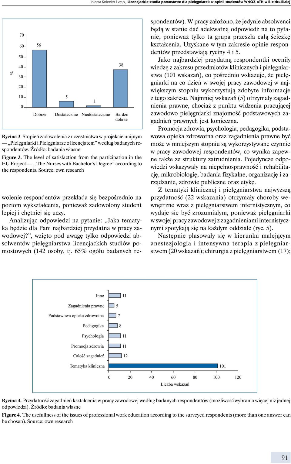 The level of satisfaction from the participation in the EU Project The Nurses with Bachelor s Degree according to the respondents.