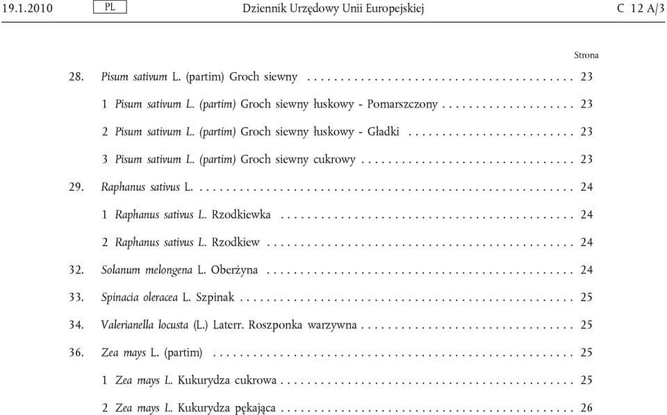 (partim) Groch siewny cukrowy................................ 23 29. Raphanus sativus L......................................................... 24 1 Raphanus sativus L. Rzodkiewka.