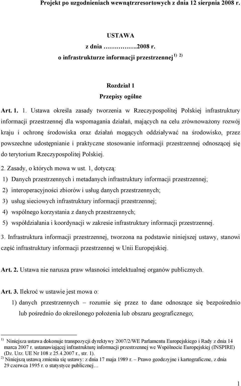 2) o infrastrukturze informacji przestrzennej Rozdział 1 