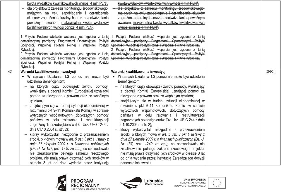 kwalifikowalnych wynosi poniŝej 4 mln PLN 2.   kwalifikowalnych wynosi poniŝej 4 mln PLN 2.