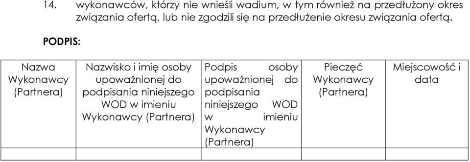 związania ofertą.