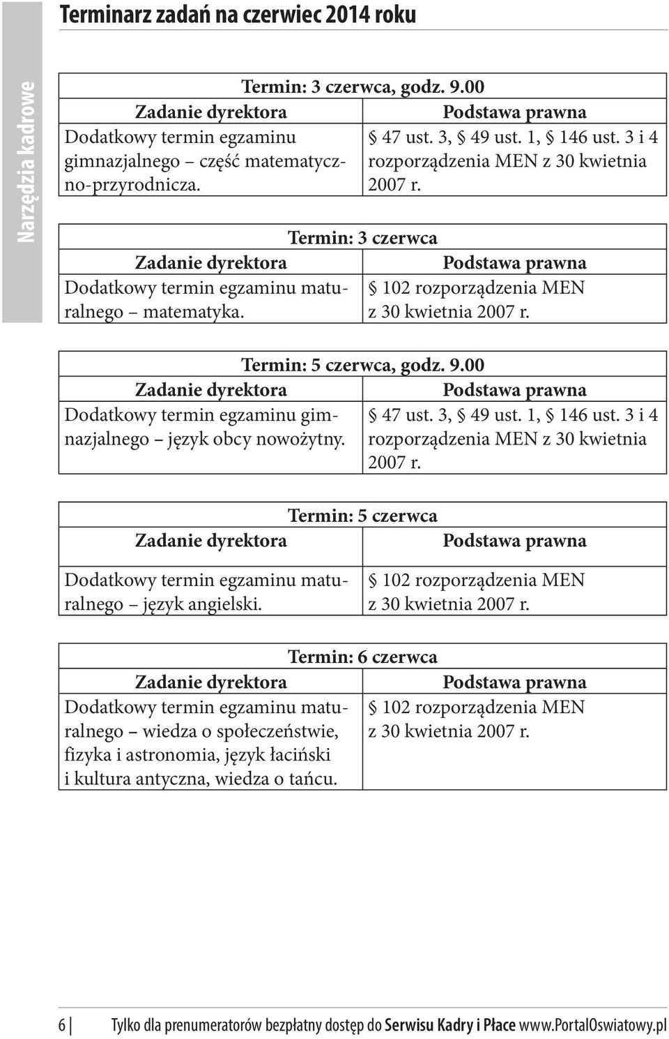 00 Dodatkowy termin egzaminu gimnazjalnego język obcy nowożytny. 47 ust. 3, 49 ust. 1, 146 ust. 3 i 4 rozporządzenia MEN z 30 kwietnia 2007 r. Termin: 5 czerwca język angielski.