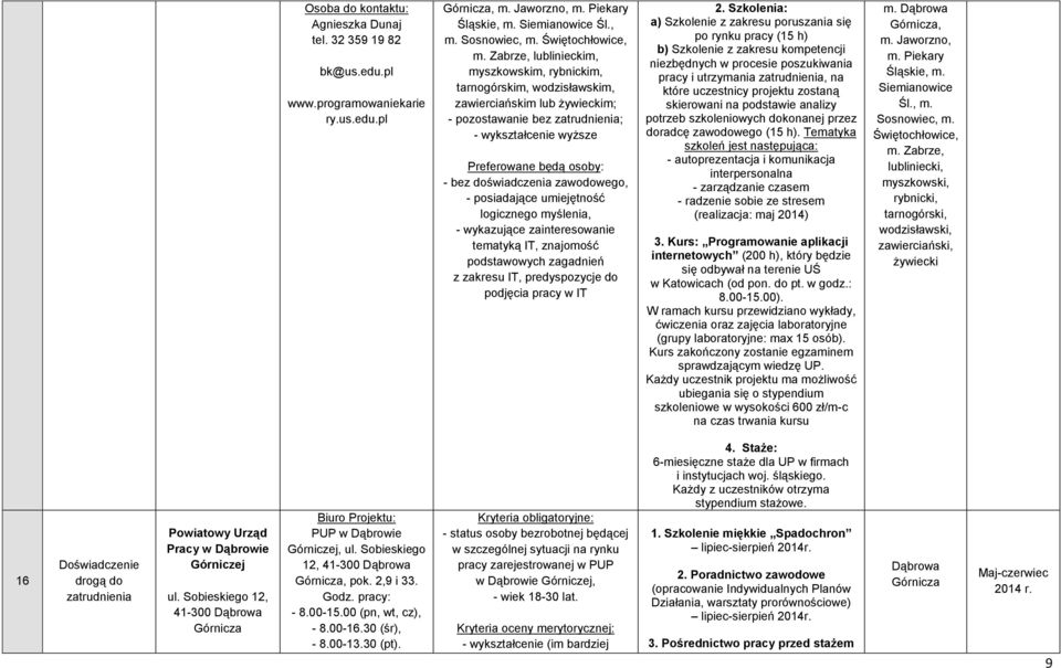 doświadczenia zawodowego, - posiadające umiejętność logicznego myślenia, - wykazujące zainteresowanie tematyką IT, znajomość podstawowych zagadnień z zakresu IT, predyspozycje do podjęcia pracy w IT