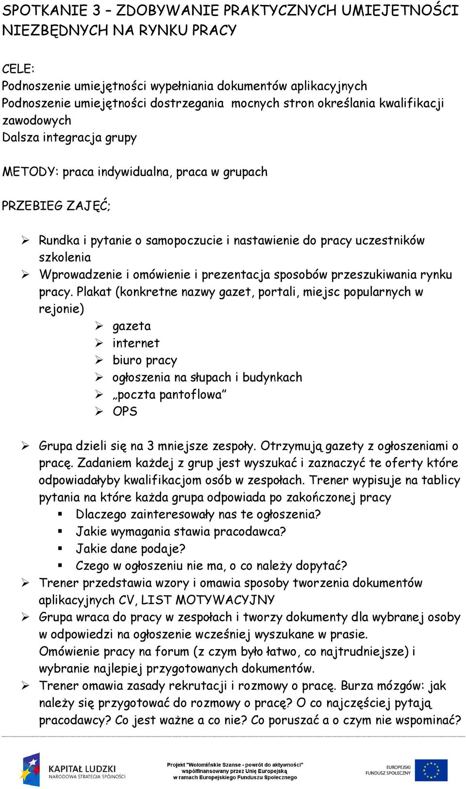 Wprowadzenie i omówienie i prezentacja sposobów przeszukiwania rynku pracy.