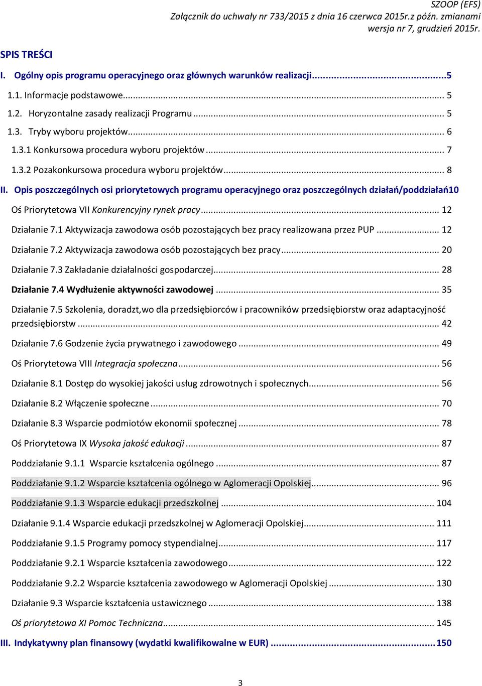 Opis poszczególnych osi priorytetowych programu operacyjnego oraz poszczególnych działań/poddziałań10 Oś Priorytetowa VII Konkurencyjny rynek pracy... 12 Działanie 7.
