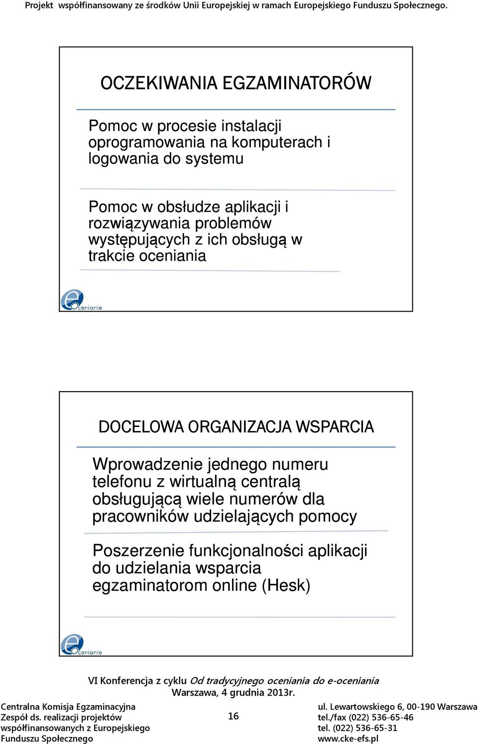 aplikacji i rozwiązywania problemów występujących z ich obsługą w trakcie oceniania DOCELOWA ORGANIZACJA WSPARCIA Wprowadzenie