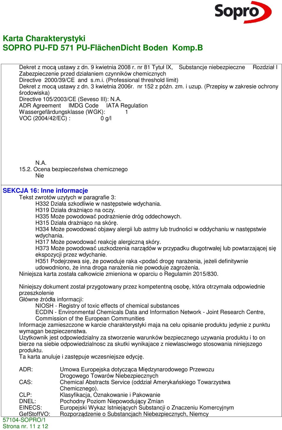 (Przepisy w zakresie ochrony środowiska) Directive 105/20