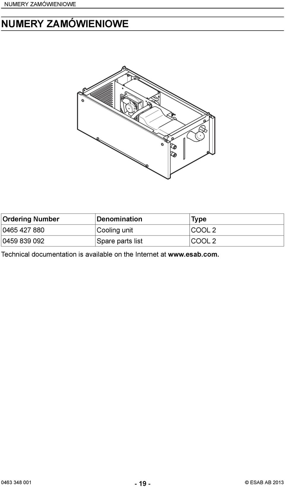 092 Spare parts list COOL 2 Technical documentation is
