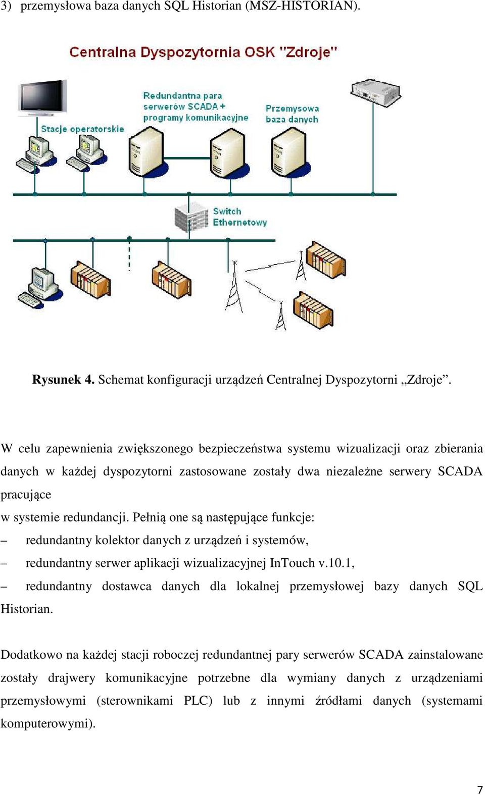 Pełnią one są następujące funkcje: redundantny kolektor danych z urządzeń i systemów, redundantny serwer aplikacji wizualizacyjnej InTouch v.10.