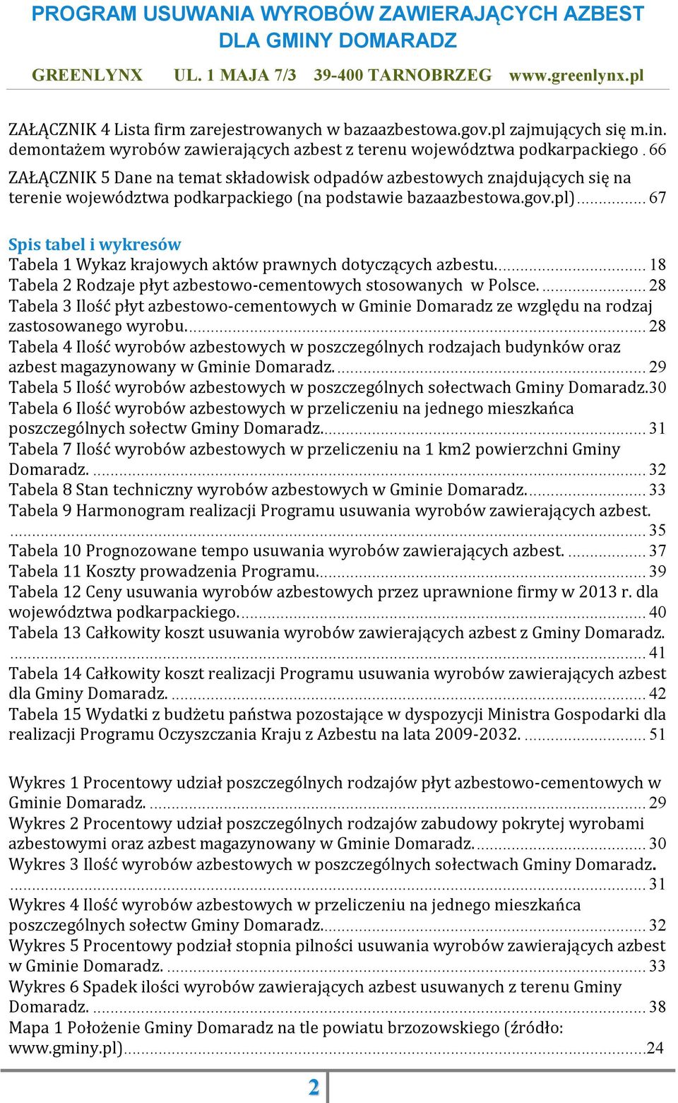 .. 67 Spis tabel i wykresów Tabela 1 Wykaz krajowych aktów prawnych dotyczących azbestu.... 18 Tabela 2 Rodzaje płyt azbestowo-cementowych stosowanych w Polsce.