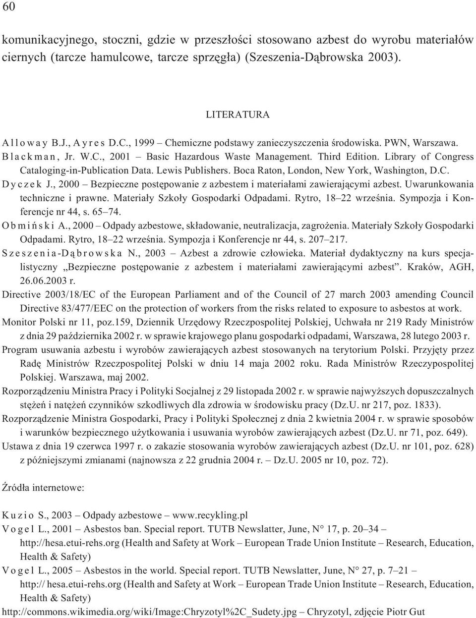 Library of Congress Cataloging-in-Publication Data. Lewis Publishers. Boca Raton, London, New York, Washington, D.C. Dyczek J.