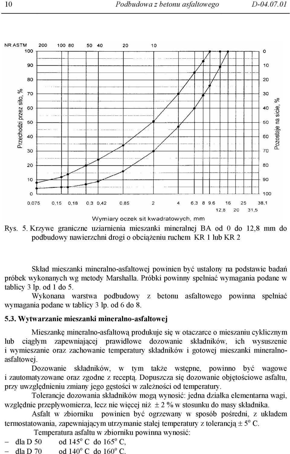 podstawie badań próbek wykonanych wg metody Marshalla. Próbki powinny spełniać wymagania podane w tablicy 3 lp. od 1 do 5.