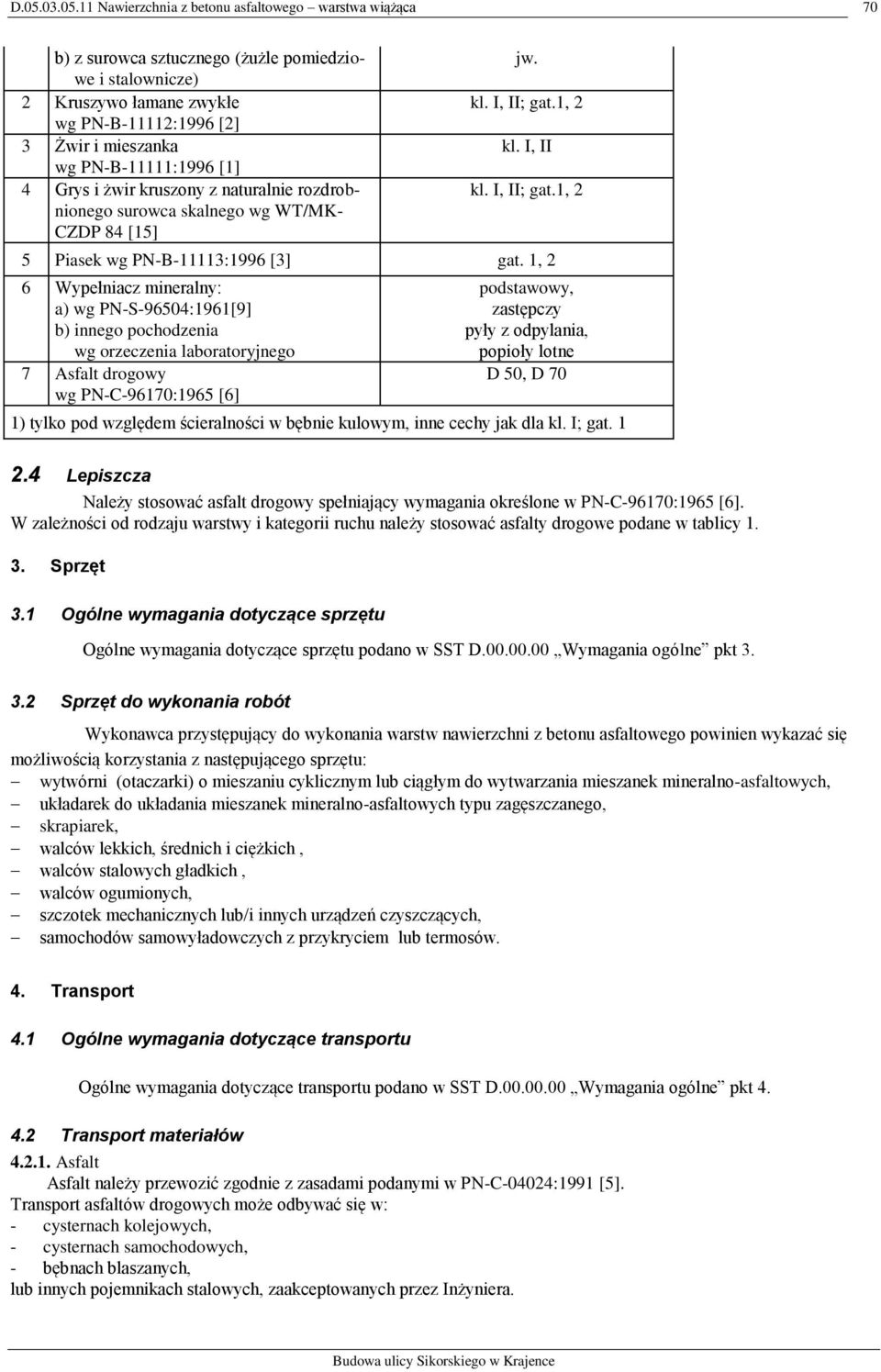 1, 2 6 Wypełniacz mineralny: a) wg PN-S-96504:1961[9] b) innego pochodzenia wg orzeczenia laboratoryjnego 7 Asfalt drogowy wg PN-C-96170:1965 [6] podstawowy, zastępczy pyły z odpylania, popioły lotne