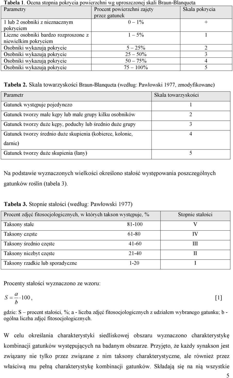 osobniki bardzo rozproszone z 1 5% 1 niewielkim pokryciem Osobniki wykazują pokrycie 5 25% 2 Osobniki wykazują pokrycie 25 50% 3 Osobniki wykazują pokrycie 50 75% 4 Osobniki wykazują pokrycie 75 100%