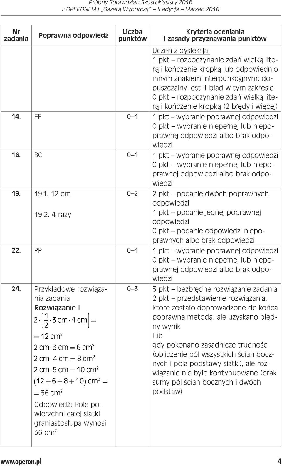 BC 0 1 1 pkt wybranie poprawnej odpowiedzi 19. 19.1. 1 cm 19.