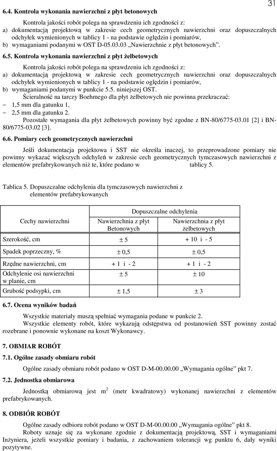 03.03 Nawierzchnie z płyt betonowych. 6.5.