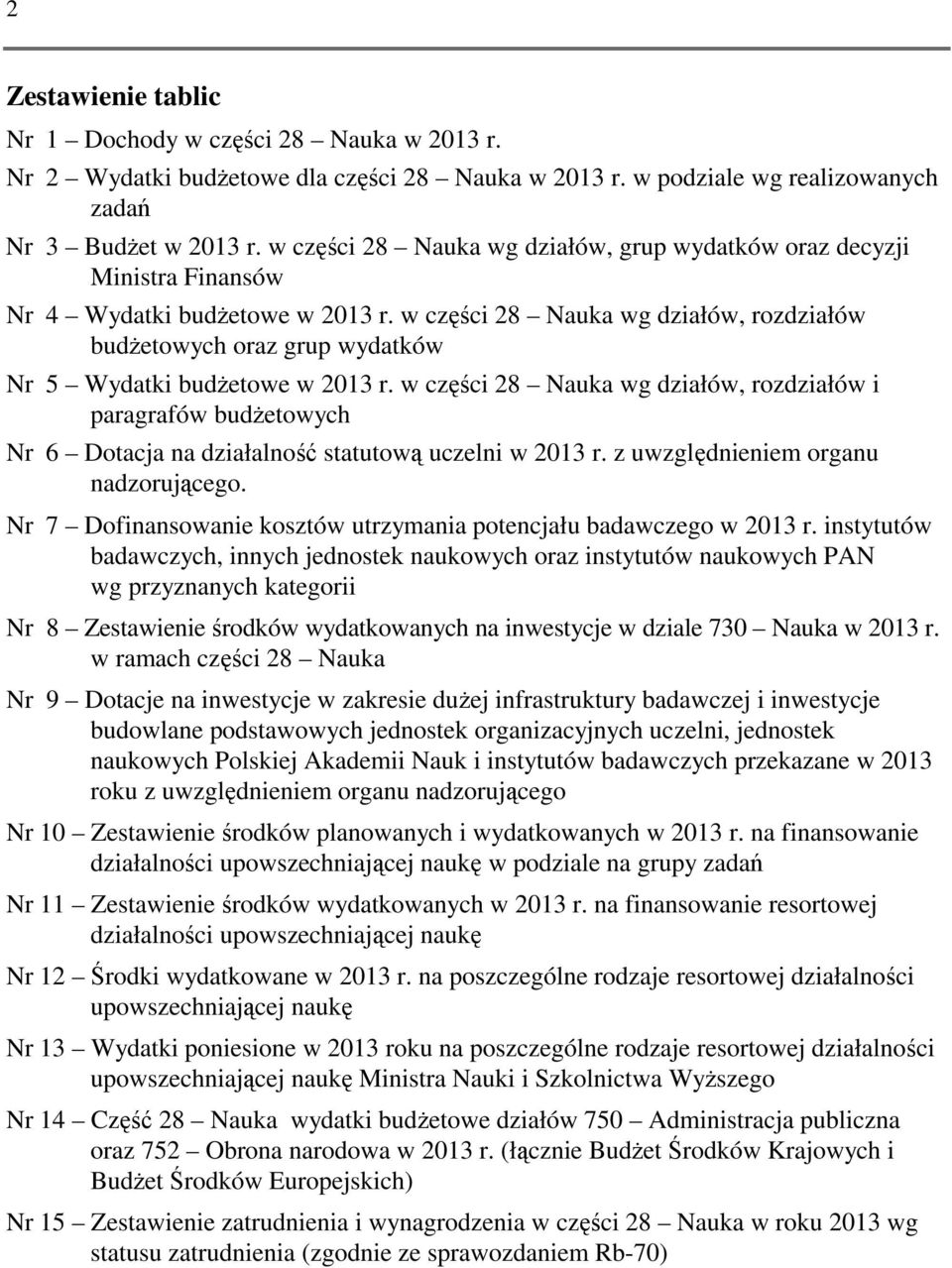 w części 28 Nauka wg działów, rozdziałów budżetowych oraz grup wydatków Nr 5 Wydatki budżetowe w 2013 r.
