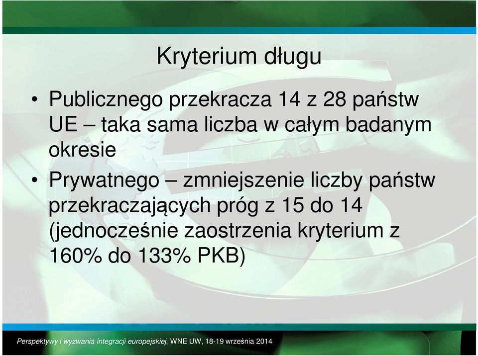 zmniejszenie liczby państw przekraczających próg z 15