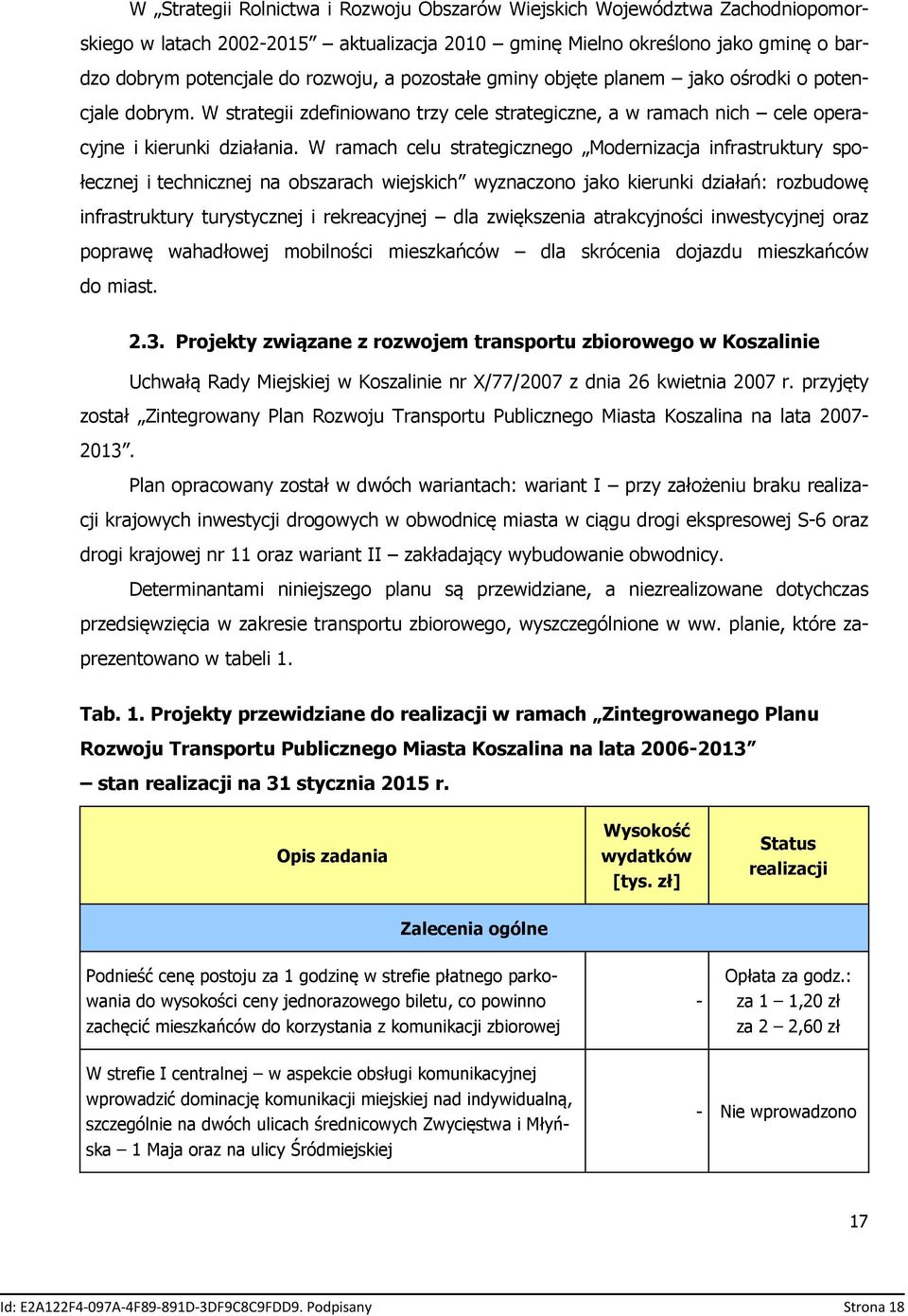 W ramach celu strategicznego Modernizacja infrastruktury społecznej i technicznej na obszarach wiejskich wyznaczono jako kierunki działań: rozbudowę infrastruktury turystycznej i rekreacyjnej dla