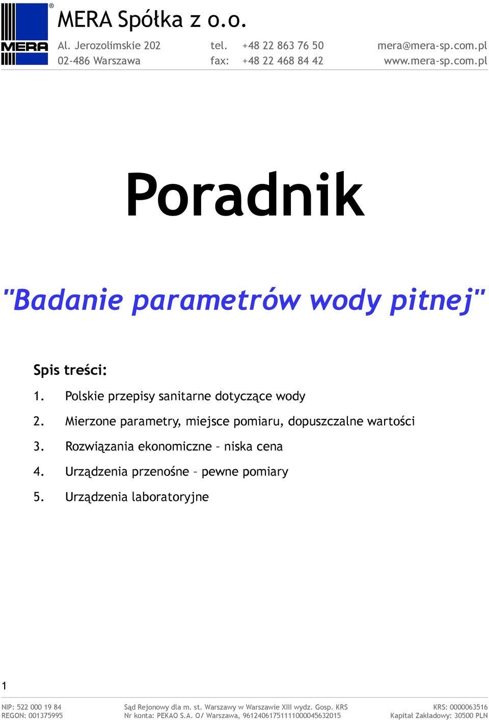 Mierzone parametry, miejsce pomiaru, dopuszczalne wartości 3.