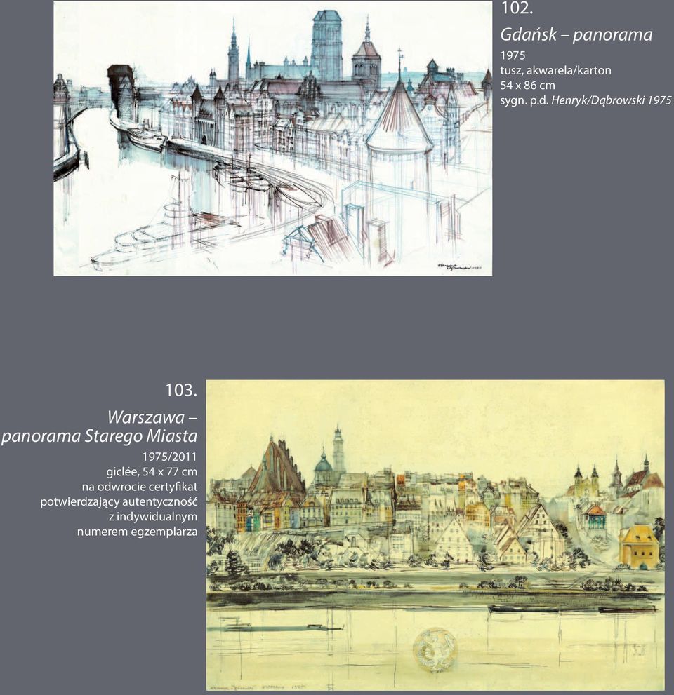 Warszawa panorama Starego Miasta 1975/2011 giclée, 54 x 77 cm
