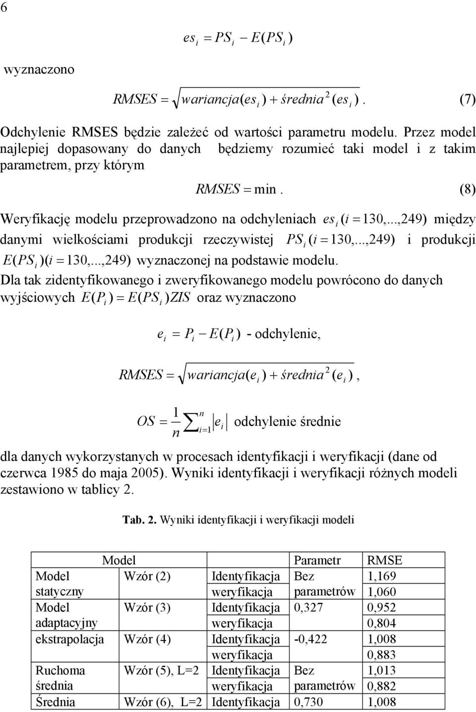 ..,249) między danymi wielkościami produkcji rzeczywistej PS i (i =130,...,249) i produkcji E( PSi )( i = 130,...,249) wyznaczonej na podstawie modelu.