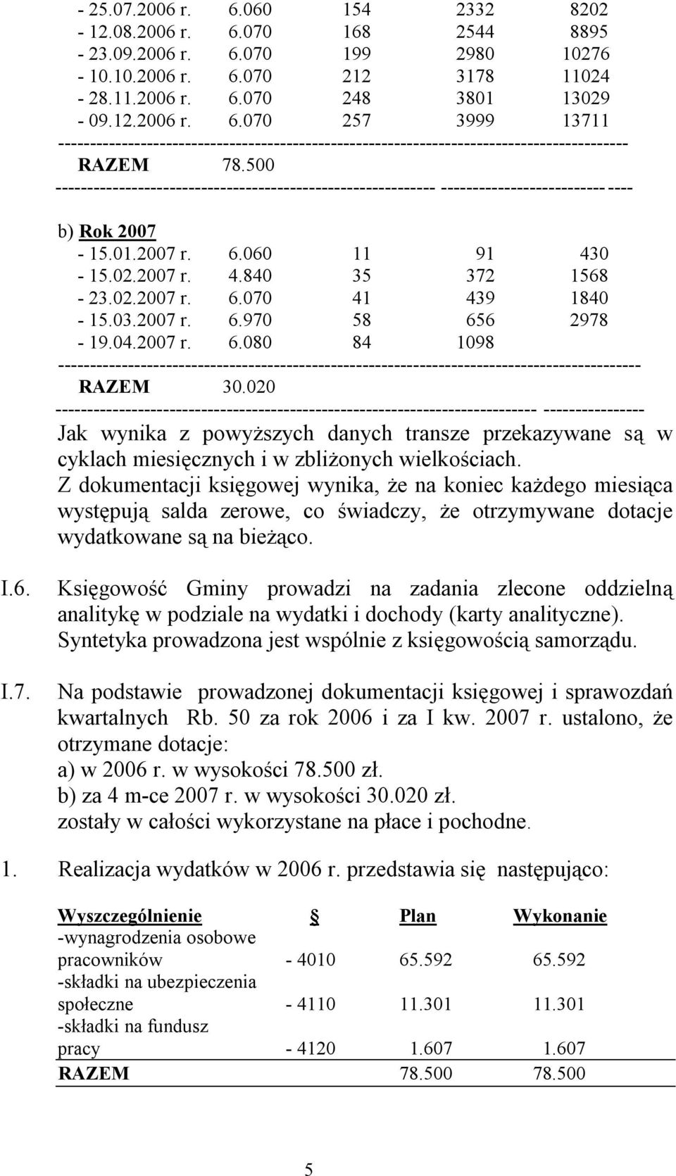 03.2007 r. 6.970 58 656 2978-19.04.2007 r. 6.080 84 1098 -------------------------------------------------------------------------------------------- RAZEM 30.