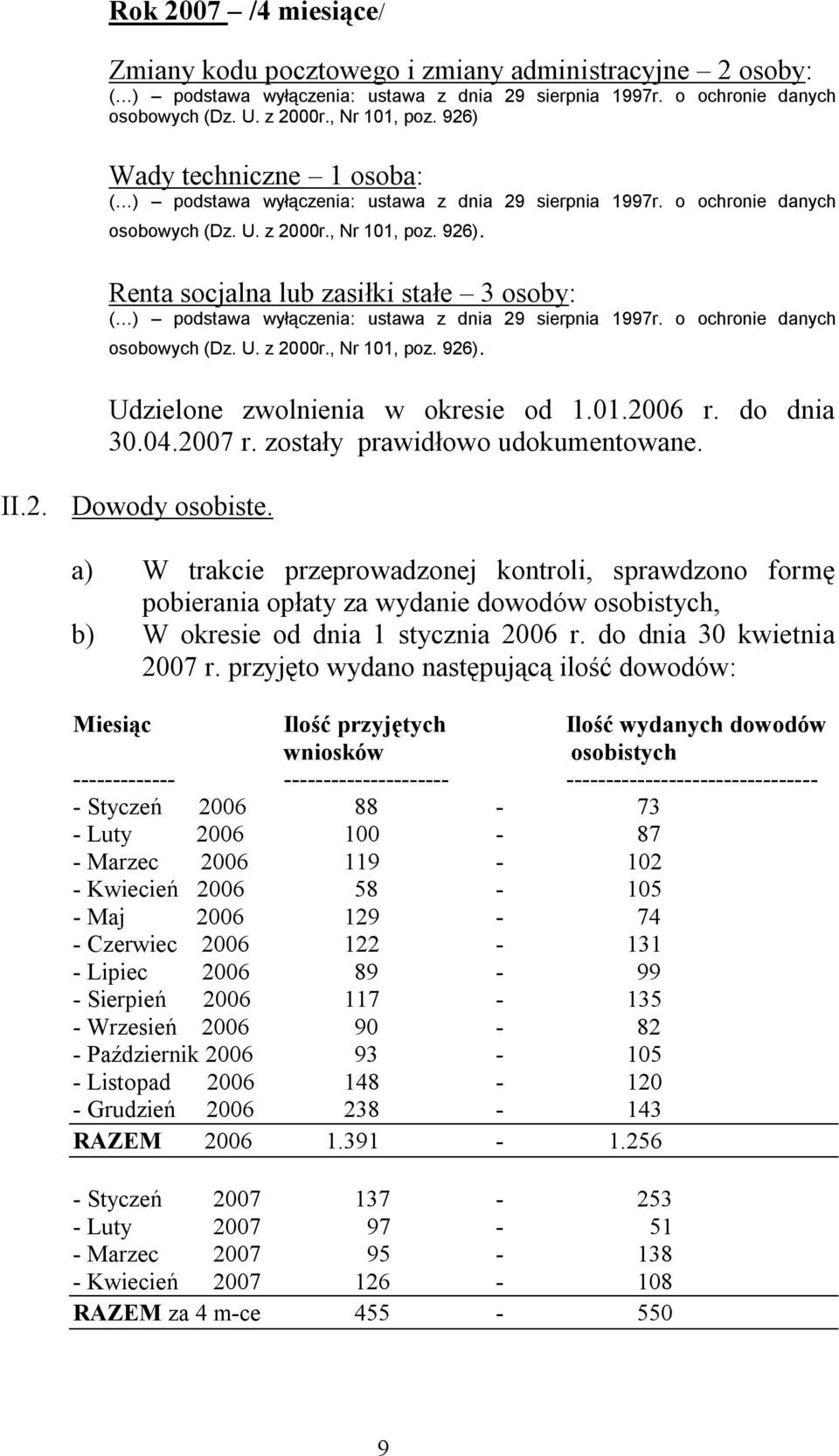 Renta socjalna lub zasiłki stałe 3 osoby: ( ) podstawa wyłączenia: ustawa z dnia 29 sierpnia 1997r. o ochronie danych osobowych (Dz. U. z 2000r., Nr 101, poz. 926).