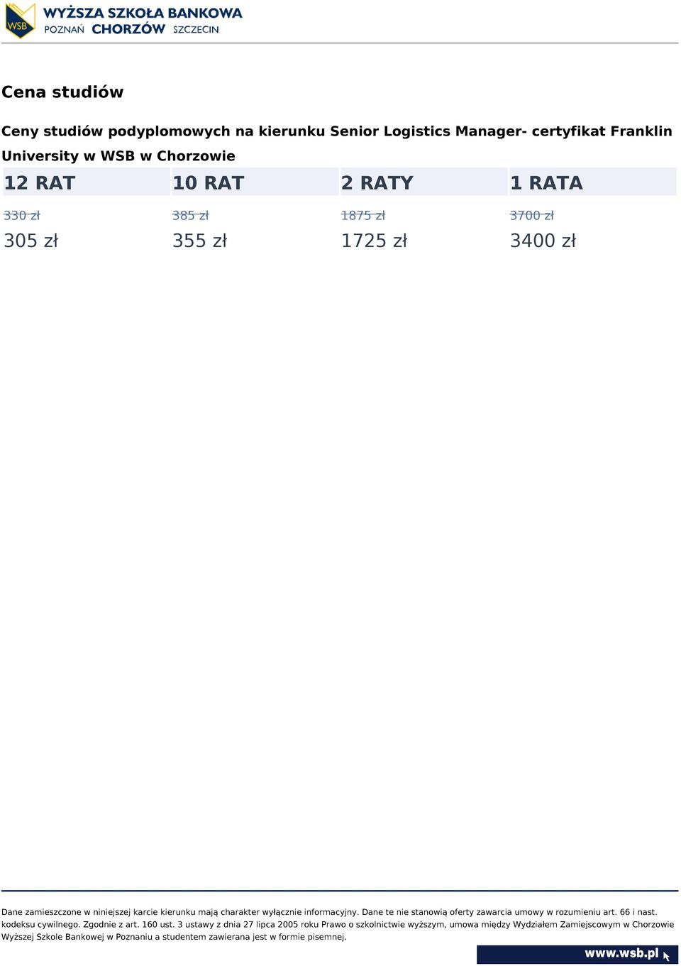 University w WSB w Chorzowie 12 RAT 10 RAT 2 RATY 1