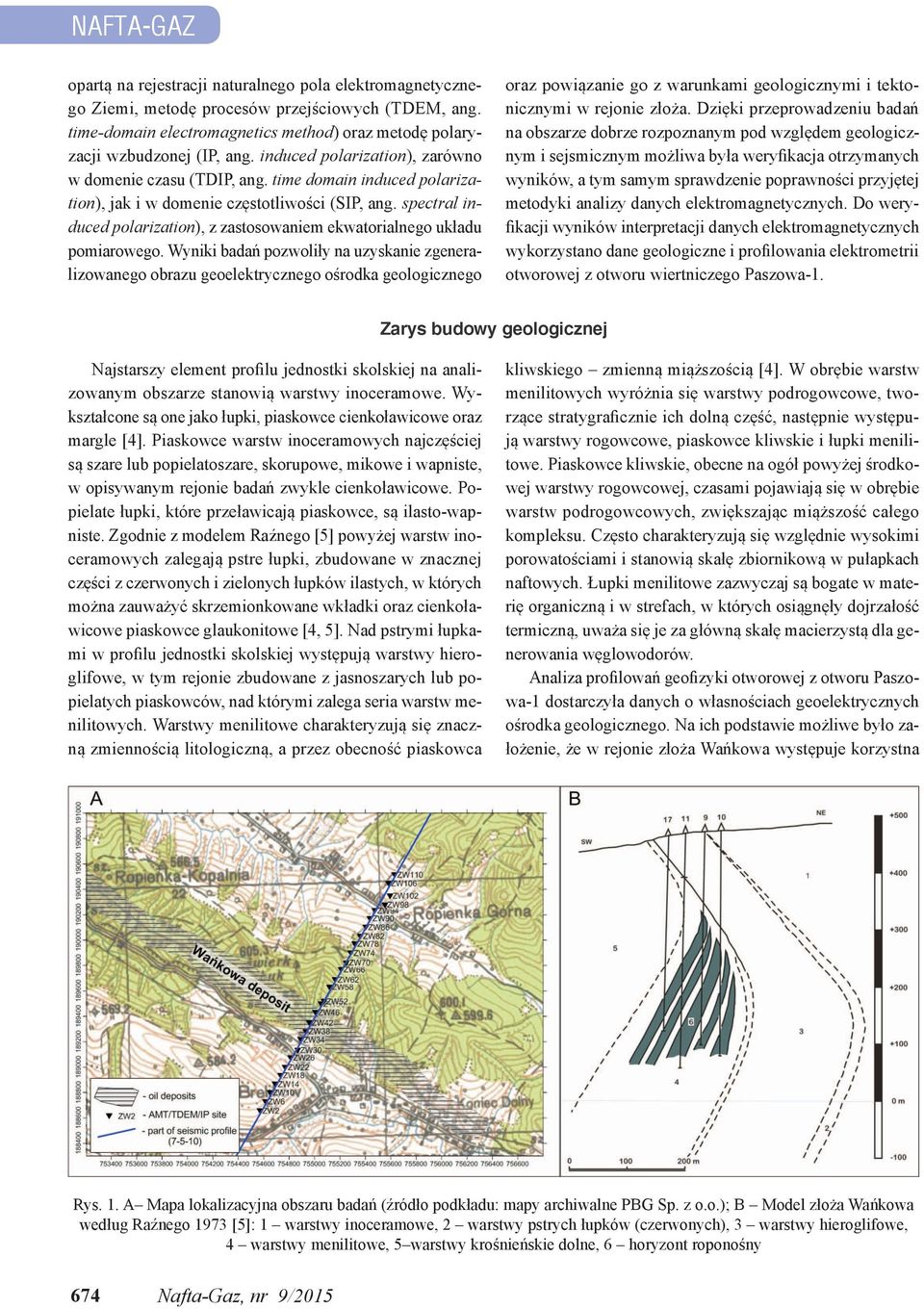 spectral induced polarization), z zastosowaniem ekwatorialnego układu pomiarowego.