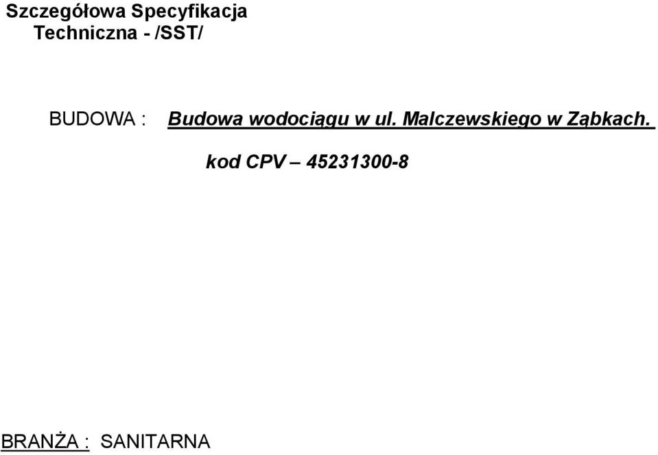 wodociągu w ul.