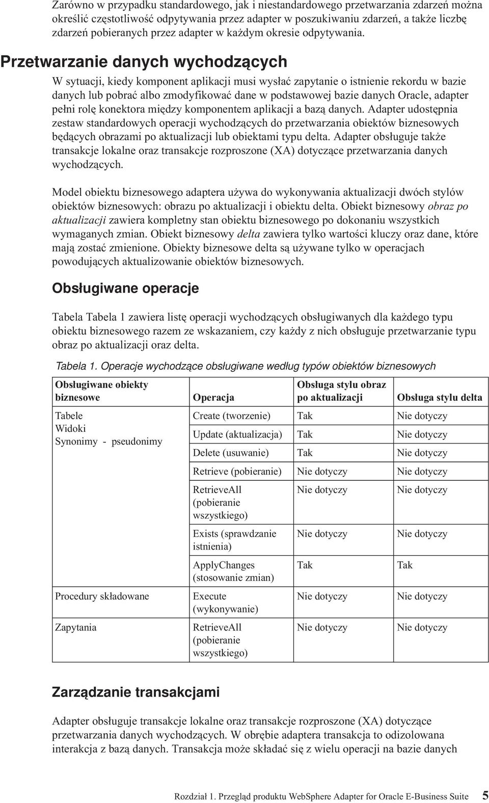 Przetwarzanie danych wychodzących W sytuacji, kiedy komponent aplikacji musi wysłać zapytanie o istnienie rekordu w bazie danych lub pobrać albo zmodyfikować dane w podstawowej bazie danych Oracle,