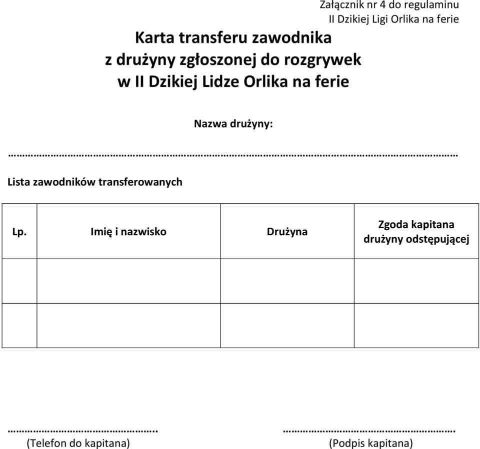 drużyny: Lista zawodników transferowanych Lp.