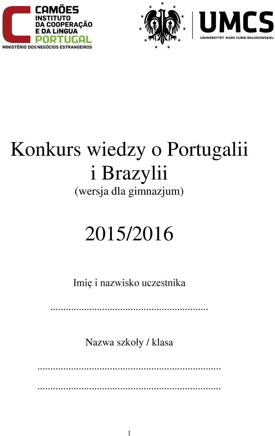 2015/2016 Imię i nazwisko