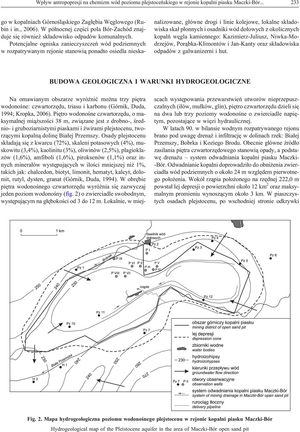 Potencjalne ogniska zanieczyszczeñ wód podziemnych w rozpatrywanym rejonie stanowi¹ ponadto osiedla nieskanalizowane, g³ówne drogi i linie kolejowe, lokalne sk³adowiska ska³ p³onnych i osadniki wód