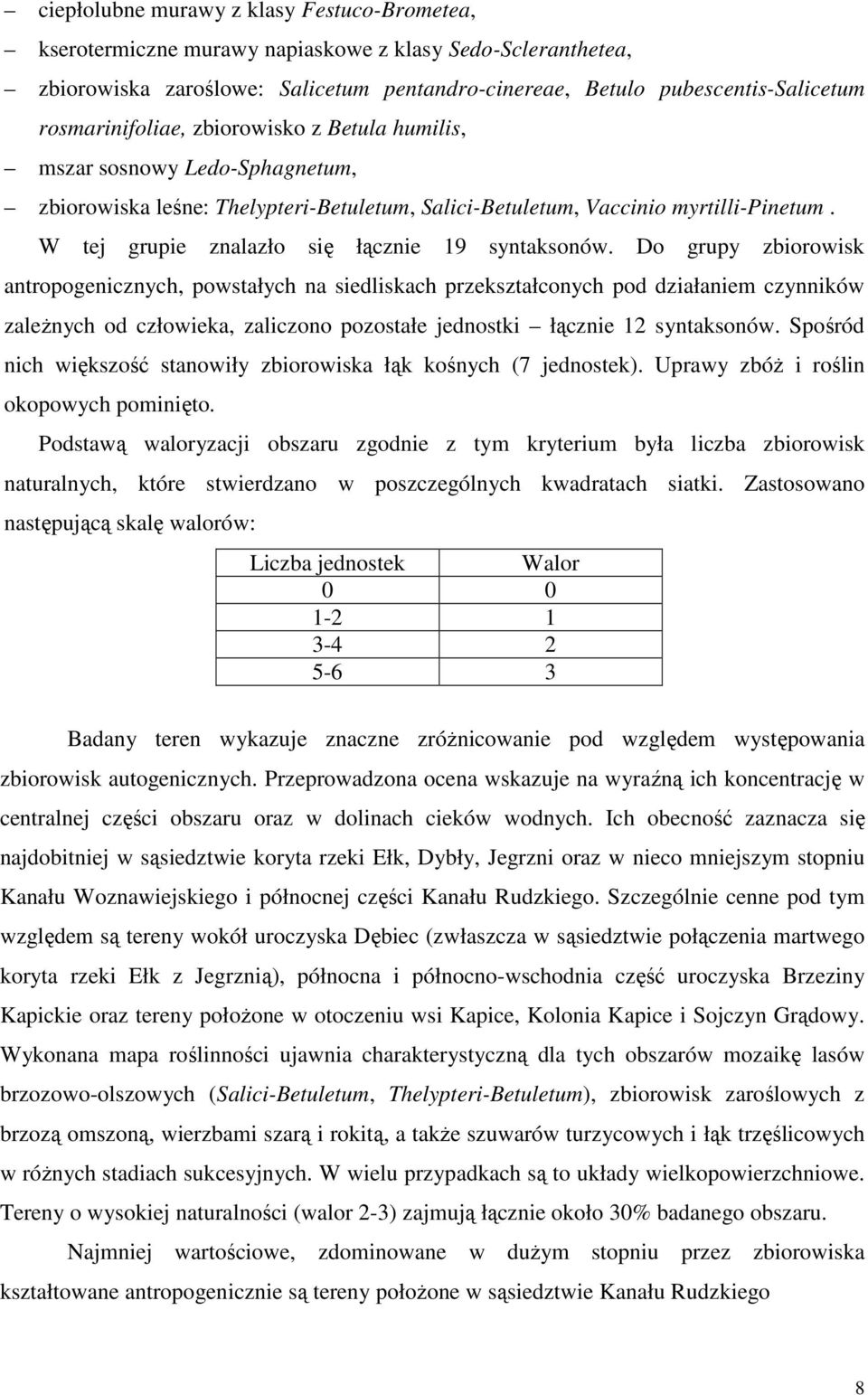 W tej grupie znalazło się łącznie 19 syntaksonów.
