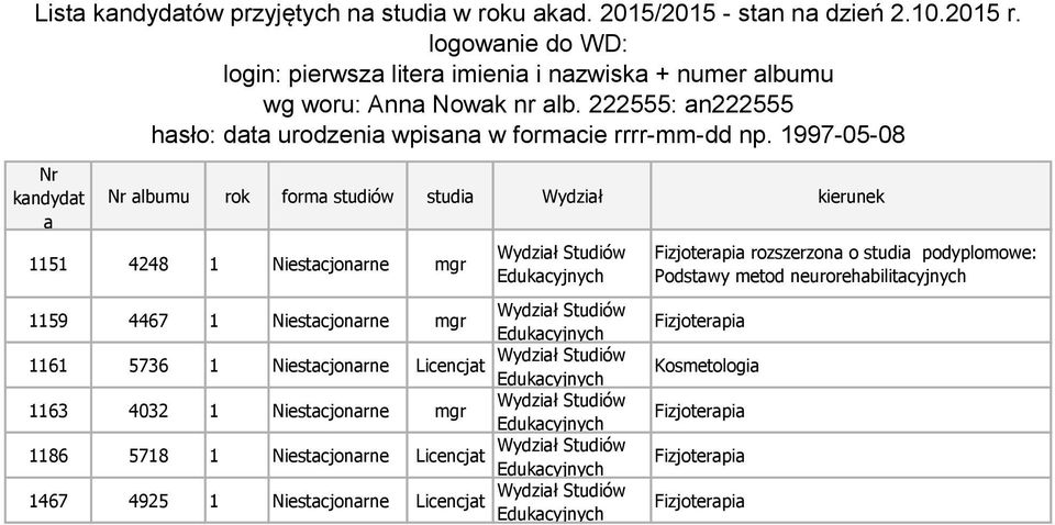 222555: n222555 hsło: dt urodzeni wpisn w formcie rrrr-mm-dd np.