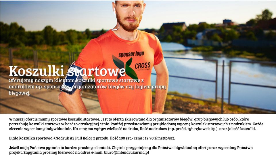 atrakcyjnej cenie. Poniżej przedstawiamy przykładową wycenę koszulek startowych z nadrukiem.