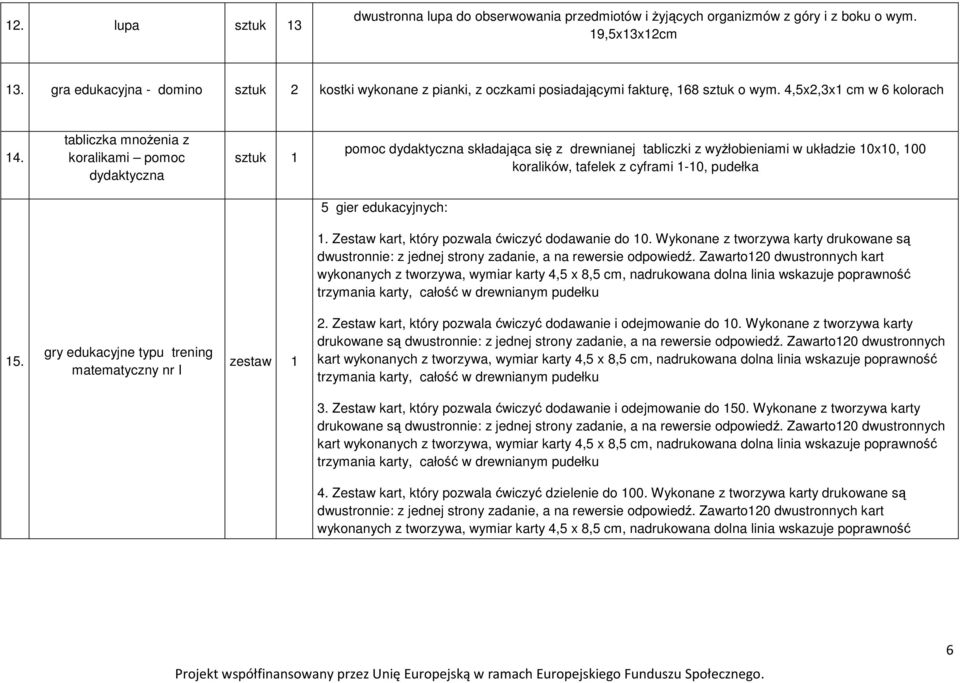 tabliczka mnoŝenia z koralikami pomoc dydaktyczna sztuk 1 pomoc dydaktyczna składająca się z drewnianej tabliczki z wyŝłobieniami w układzie 10x10, 100 koralików, tafelek z cyframi 1-10, pudełka 5