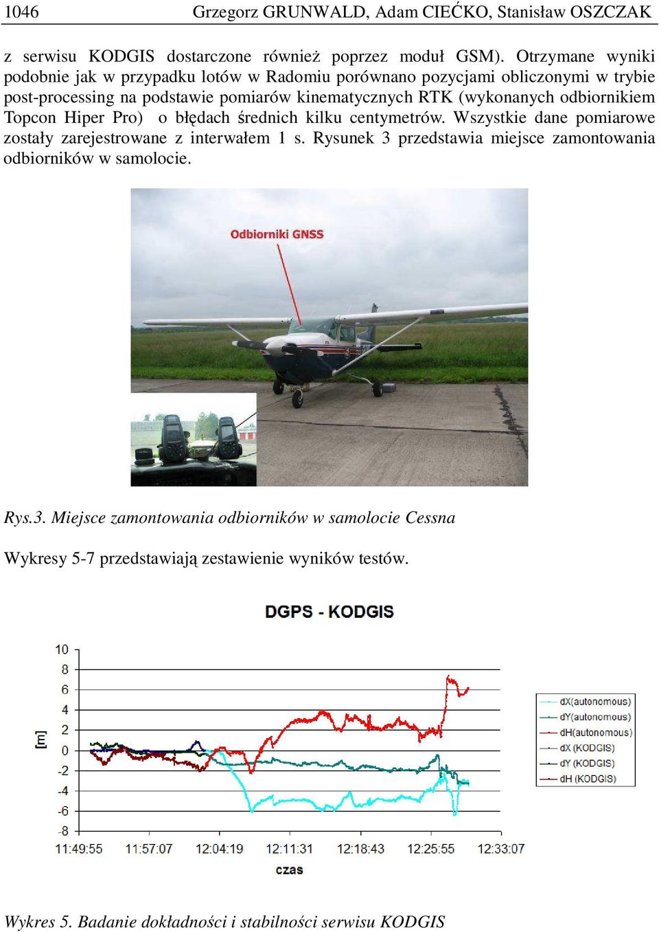 (wykonanych odbiornikiem Topcon Hiper Pro) o błędach średnich kilku centymetrów. Wszystkie dane pomiarowe zostały zarejestrowane z interwałem 1 s.