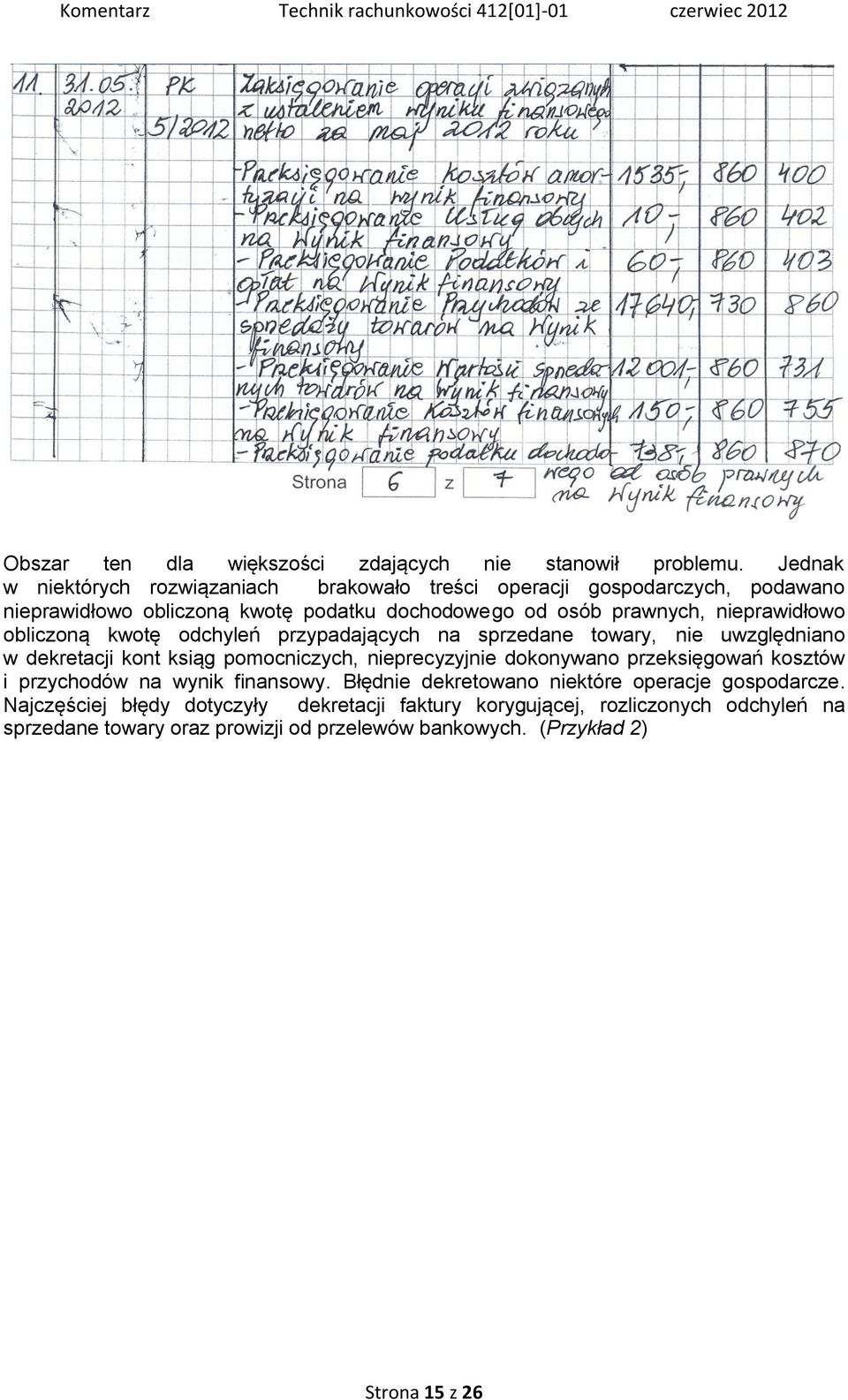 nieprawidłowo obliczoną kwotę odchyleń przypadających na sprzedane towary, nie uwzględniano w dekretacji kont ksiąg pomocniczych, nieprecyzyjnie dokonywano